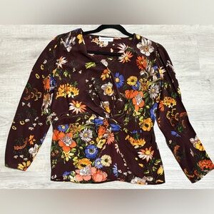 Amour Vert 100% Silk Floral Blouse